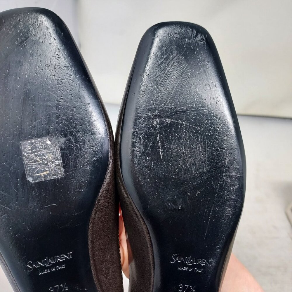 Saint Laurent YSL Black Womens Leather Lido Slip-on Shoe - Picture 9 of 11